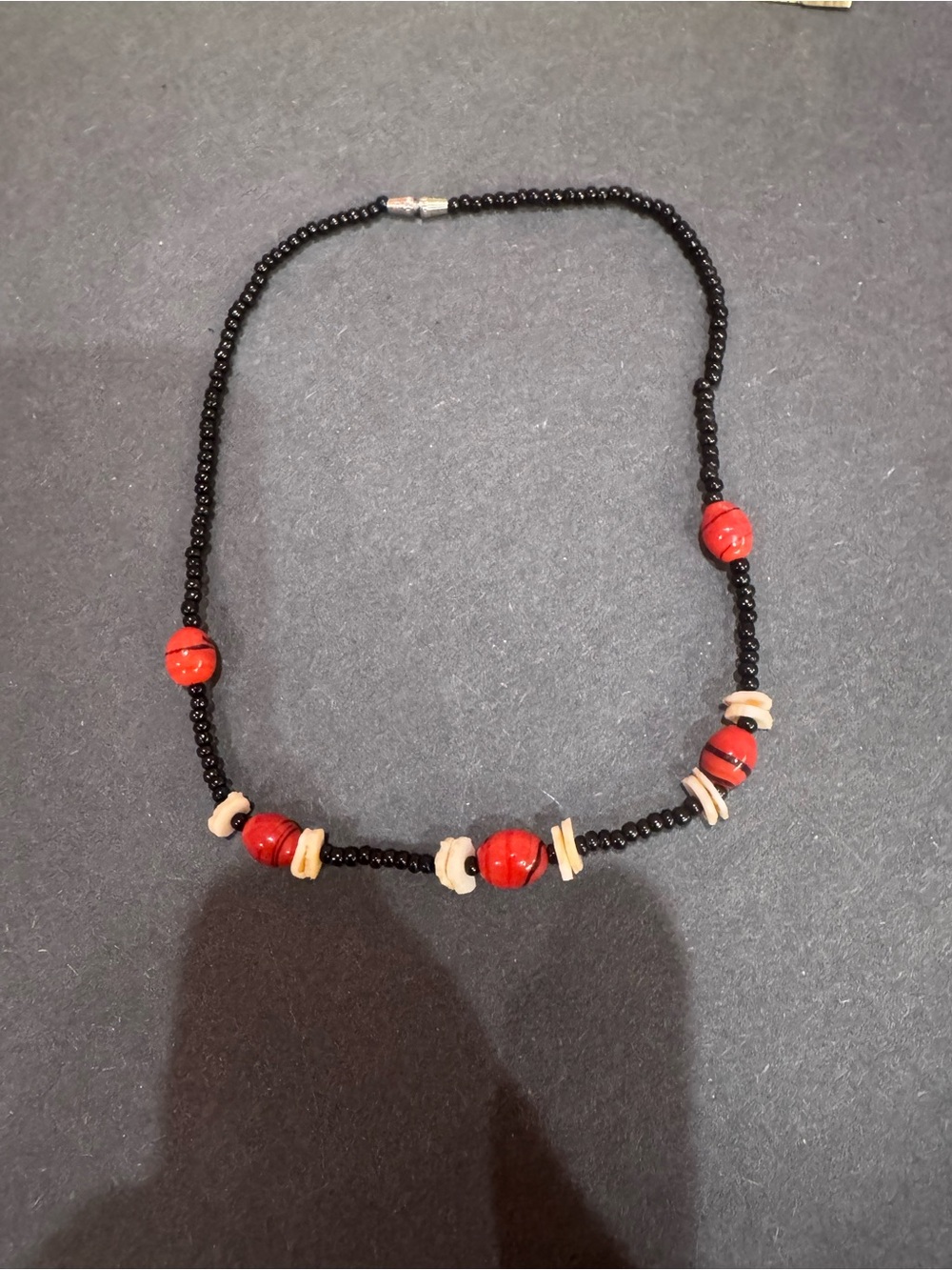 Handmade Red and Black Beaded Women's Necklace